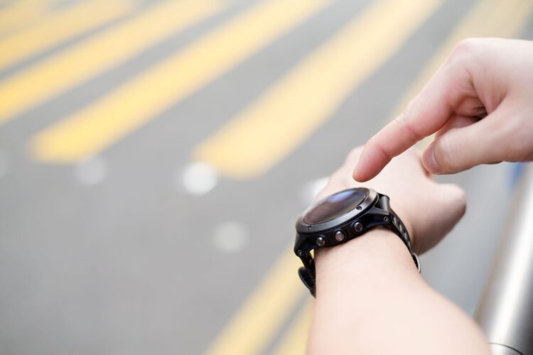 Man using smart watch